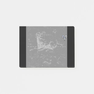Chrome like Aries Zodiac Symbol on Hevelius Post-it Notes