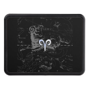 Chrome like Aries Zodiac Symbol on Hevelius Trailer Hitch Cover