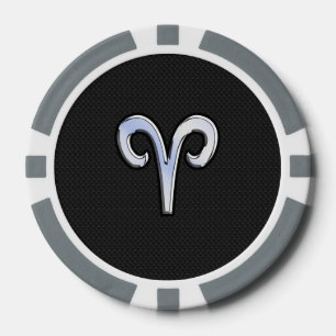 Chrome Like Aries Zodiac Symbol Poker Chips