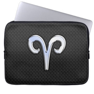 Chrome Like Aries Zodiac Symbol Snake Skin Style Laptop Sleeve