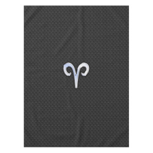 Chrome Like Aries Zodiac Symbol Snake Skin Style Tablecloth