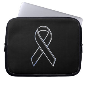 Chrome Like Black Ribbon Awareness Laptop Sleeve