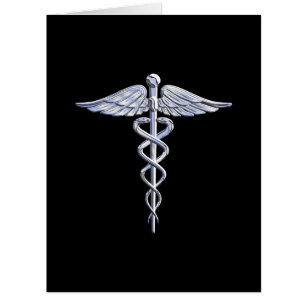 Chrome Like Caduceus Medical Symbol