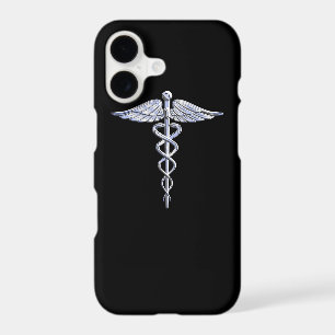 Chrome Like Caduceus Medical Symbol Black Decor