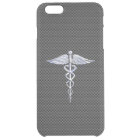 Chrome Like Caduceus Medical Symbol Carbon Fibre