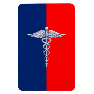 Chrome Like Caduceus Medical Symbol League Decor Magnet