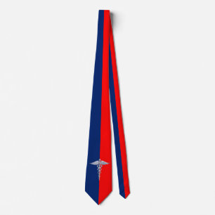 Chrome Like Caduceus Medical Symbol League Tie
