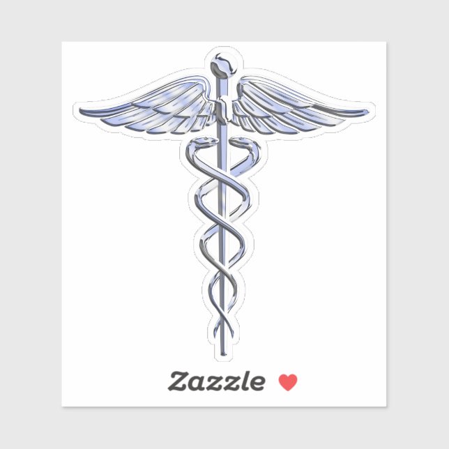 Chrome Like Caduceus Medical Symbol Mahogany Decor (Sheet)
