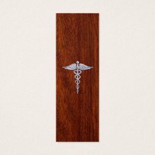 Chrome Like Caduceus Medical Symbol Mahogany Style