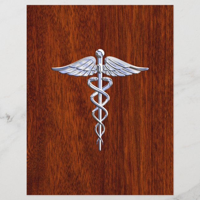 Chrome Like Caduceus Medical Symbol Mahogany Style Flyer (Front)