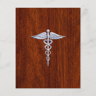 Chrome Like Caduceus Medical Symbol Mahogany Style Flyer