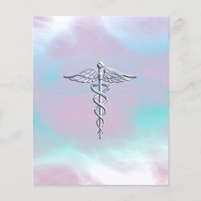 Chrome Like Caduceus Medical Symbol Mother Pearl Flyer (Front)