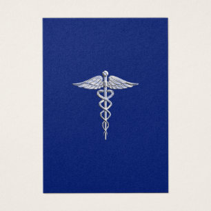 Chrome Like Caduceus Medical Symbol Navy Blue Deco