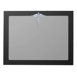Chrome Like Caduceus Medical Symbol Notepad