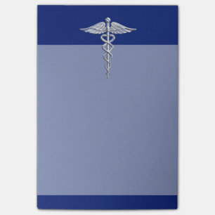 Chrome Like Caduceus Medical Symbol on Blue Decor Post-it Notes