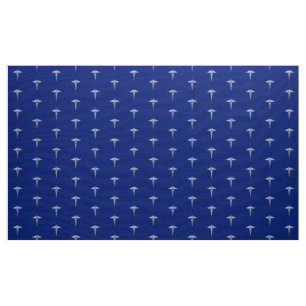 Chrome Like Caduceus Medical Symbol on Navy Blue Fabric