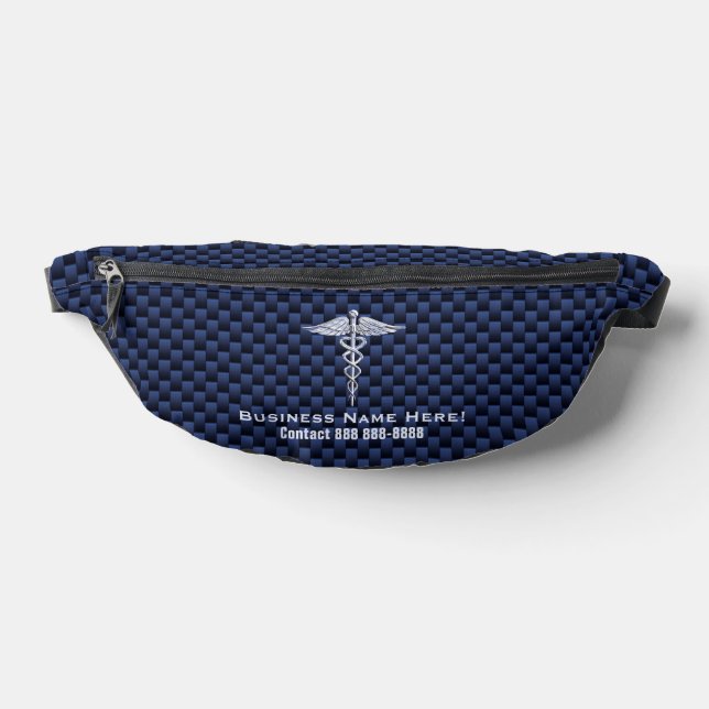 Chrome Like Caduceus Medical Symbol with Text Fanny Pack (Lay Down)