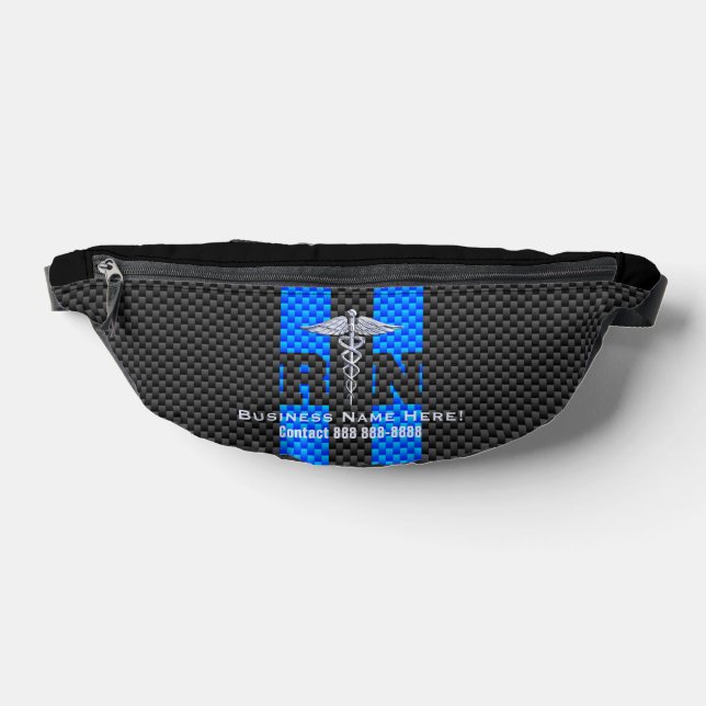 Chrome Like Caduceus Medical Symbol with Text RN Fanny Pack (Lay Down)