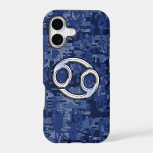 Chrome Like Cancer Sign on Blue Digital Camo