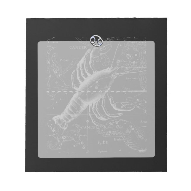 Chrome like Cancer Sign on Hevelius Engraving Notepad (Front)