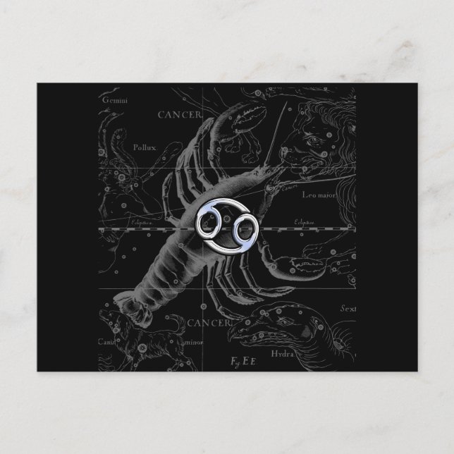 Chrome like Cancer Sign on Hevelius Engraving Postcard (Front)