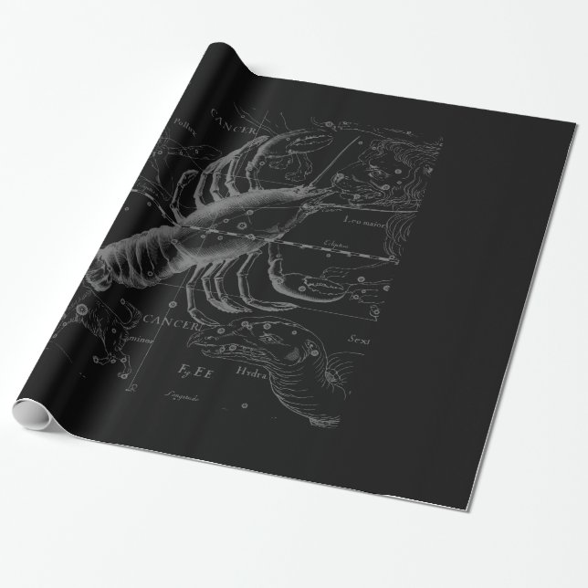Chrome like Cancer Zodiac Constellation Hevelius Wrapping Paper (Unrolled)