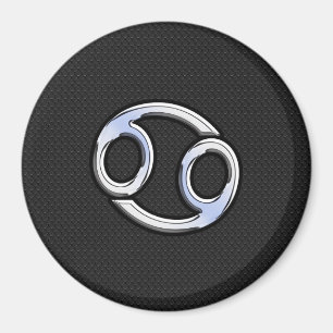 Chrome Like Cancer Zodiac Sign on Black Magnet