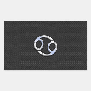 Chrome Like Cancer Zodiac Sign on Black Sticker