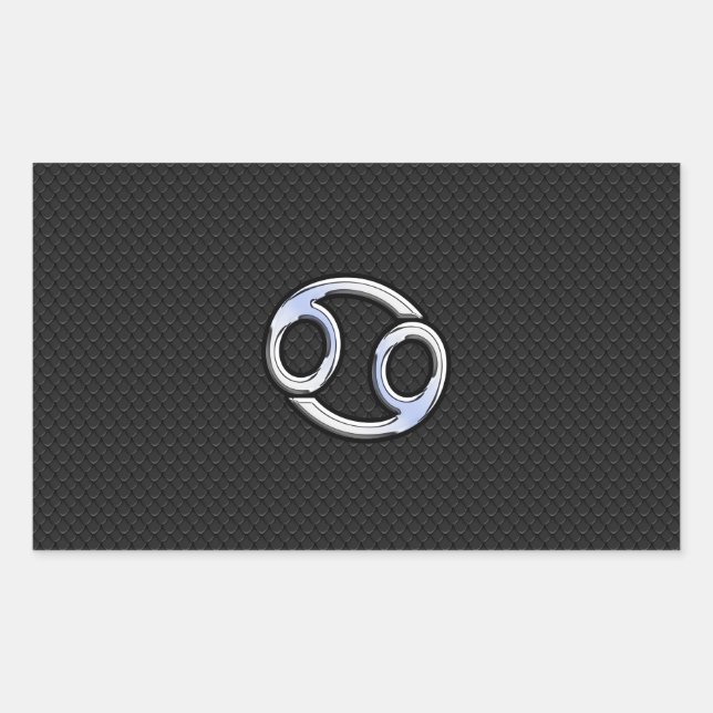 Chrome Like Cancer Zodiac Sign on Black Sticker (Front)