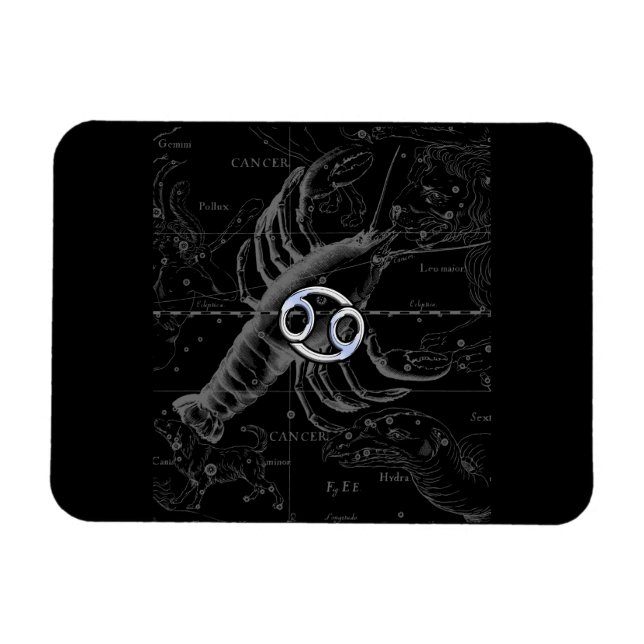 Chrome like Cancer Zodiac Sign on Hevelius Magnet (Horizontal)