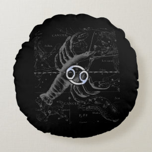 Chrome like Cancer Zodiac Sign on Hevelius Round Pillow