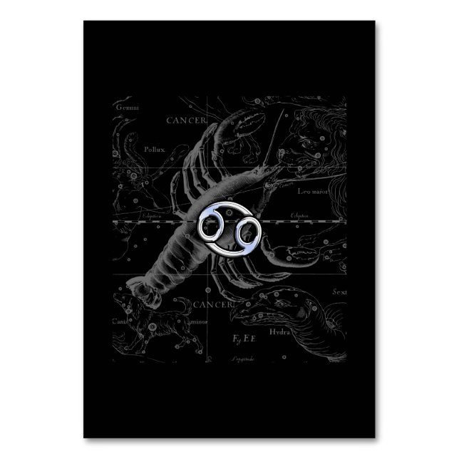 Chrome like Cancer Zodiac Sign on Hevelius Table Number (Front)