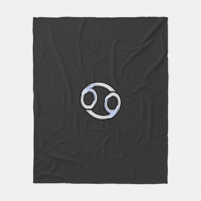Chrome Like Cancer Zodiac Sign on Snake Decor Fleece Blanket (Front)