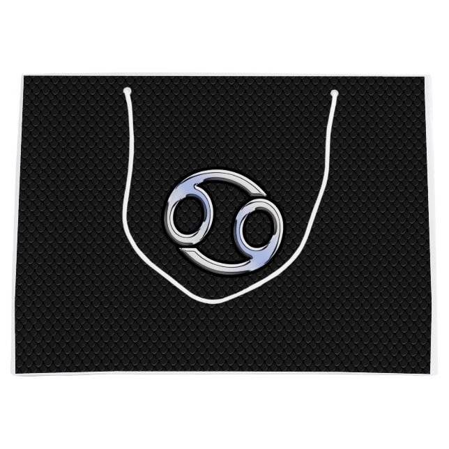 Chrome Like Cancer Zodiac Sign on Snake Decor Large Gift Bag (Front)