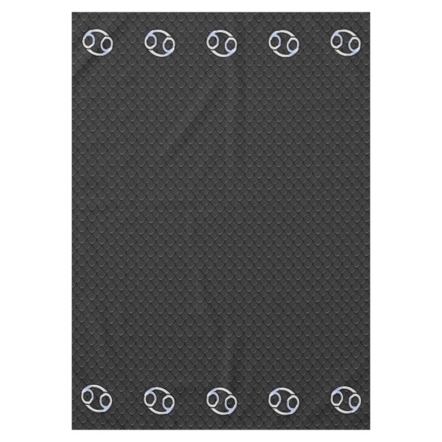 Chrome Like Cancer Zodiac Sign on Snake Decor Tablecloth (Front)