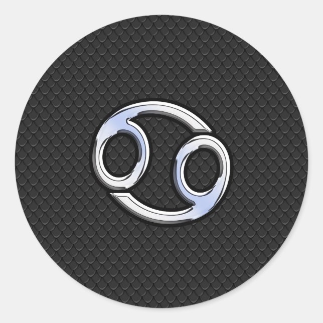 Chrome Like Cancer Zodiac Sign on Snake Skin Style Classic Round Sticker (Front)