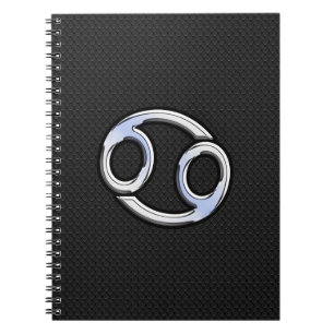Chrome Like Cancer Zodiac Sign on Snake Skin Style Notebook