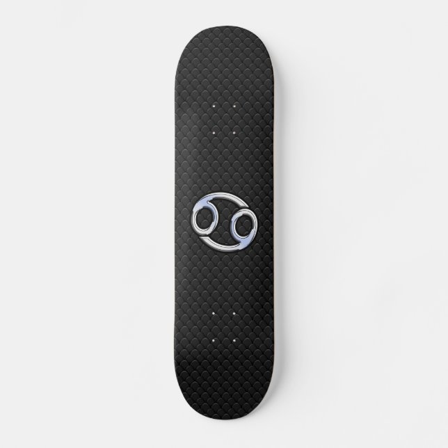 Chrome Like Cancer Zodiac Sign on Snake Skin Style Skateboard (Front)