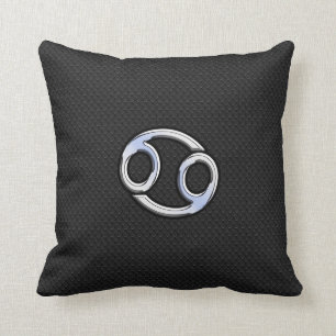Chrome Like Cancer Zodiac Sign on Snake Skin Style Throw Pillow