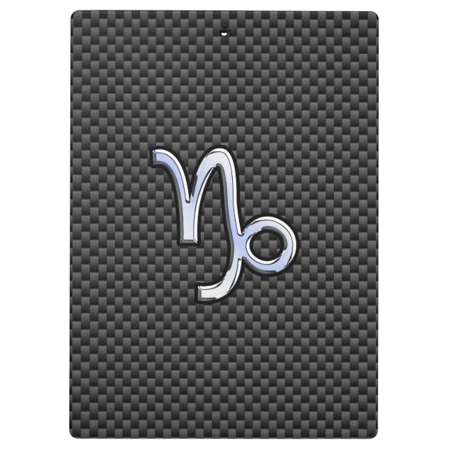 Chrome like Capricorn Sign Black Carbon Fibre Clipboard (Back)