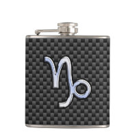 Chrome like Capricorn Sign Black Carbon Fibre
