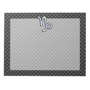 Chrome like Capricorn Sign Black Carbon Fibre Notepad