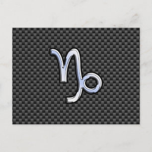 Chrome like Capricorn Sign Black Carbon Fibre Postcard