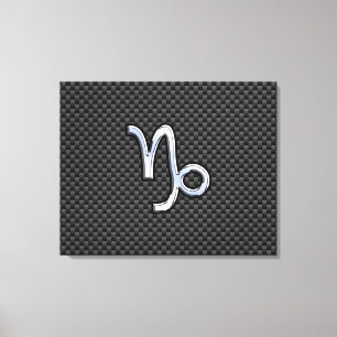 Chrome like Capricorn Zodiac Sign on Carbon Fibre