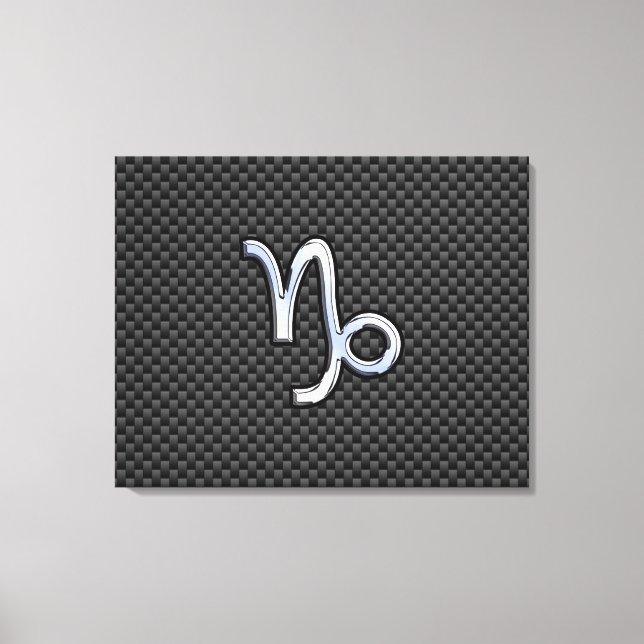 Chrome like Capricorn Zodiac Sign on Carbon Fibre (Front)
