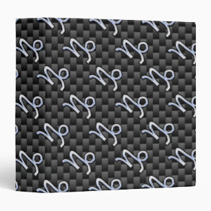Chrome like Capricorn Zodiac Sign on Carbon Fibre Binder