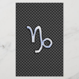 Chrome like Capricorn Zodiac Sign on Carbon Fibre Stationery