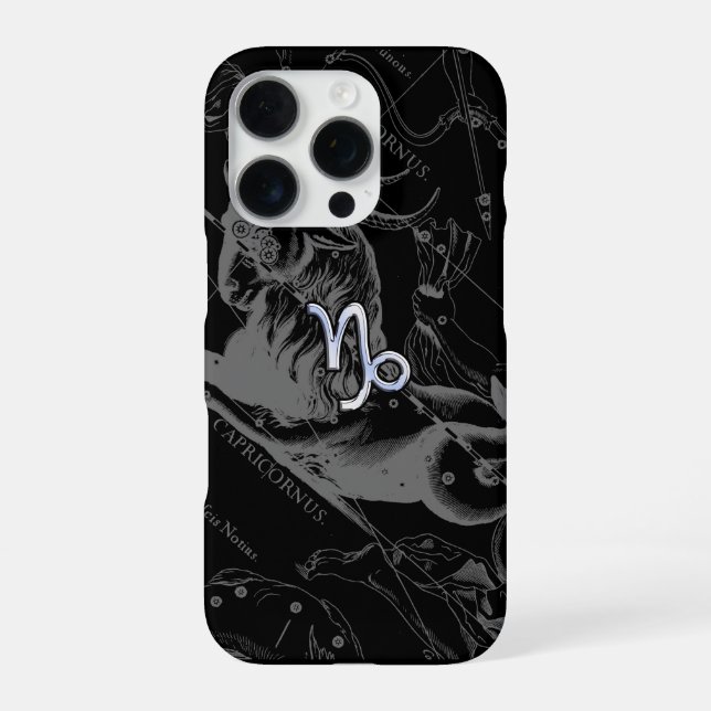 Chrome like Capricorn Zodiac Sign on Hevelius 1690 iPhone Case (Back)