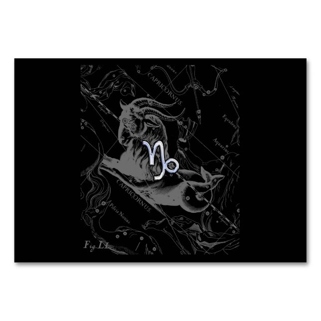 Chrome like Capricorn Zodiac Sign on Hevelius Table Number (Front)