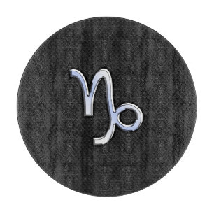 Chrome like Capricorn Zodiac Symbol on Snake Skin Cutting Board